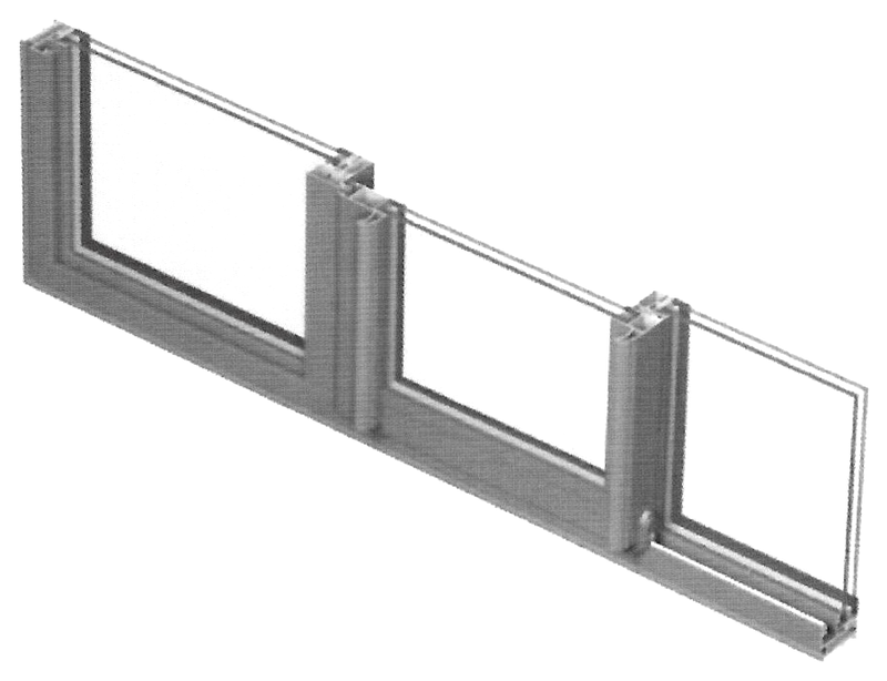 Cutaway of a slim sliding window profile