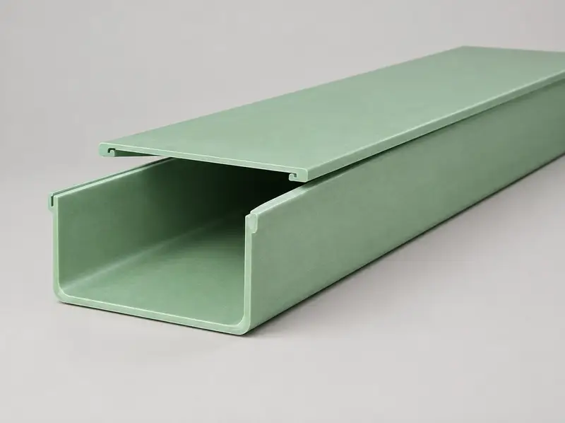 Green fibreglass FRP cable tray