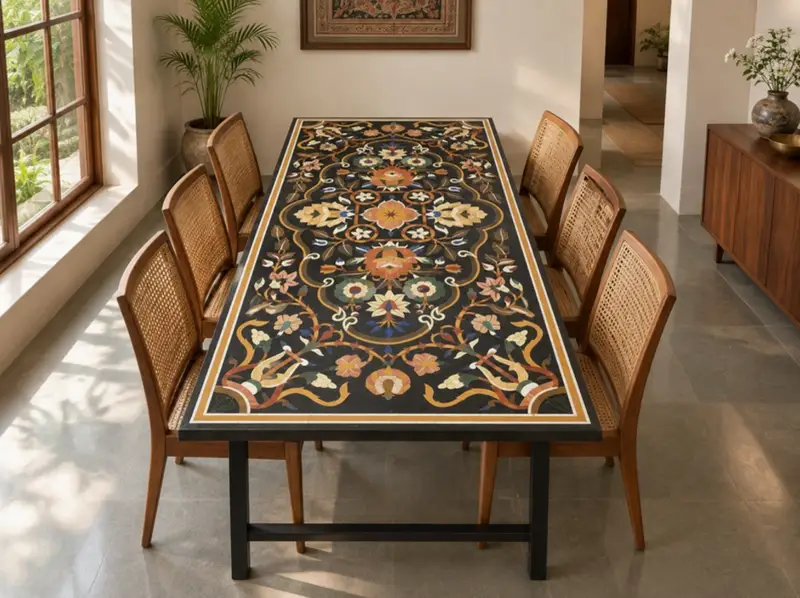 Long pietra dura dining table