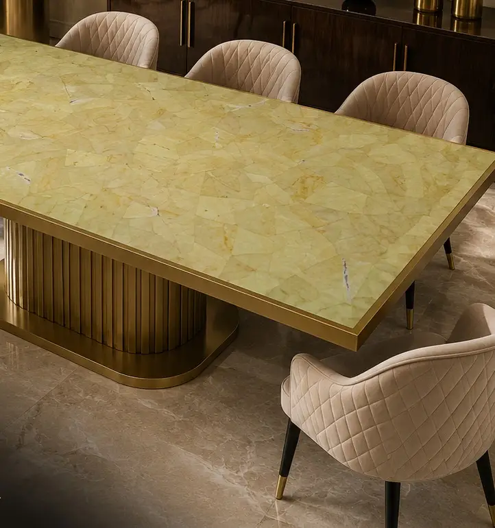 Lime-gold mosaic table top