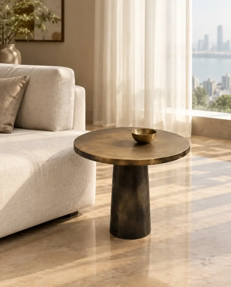 Brass cone side table