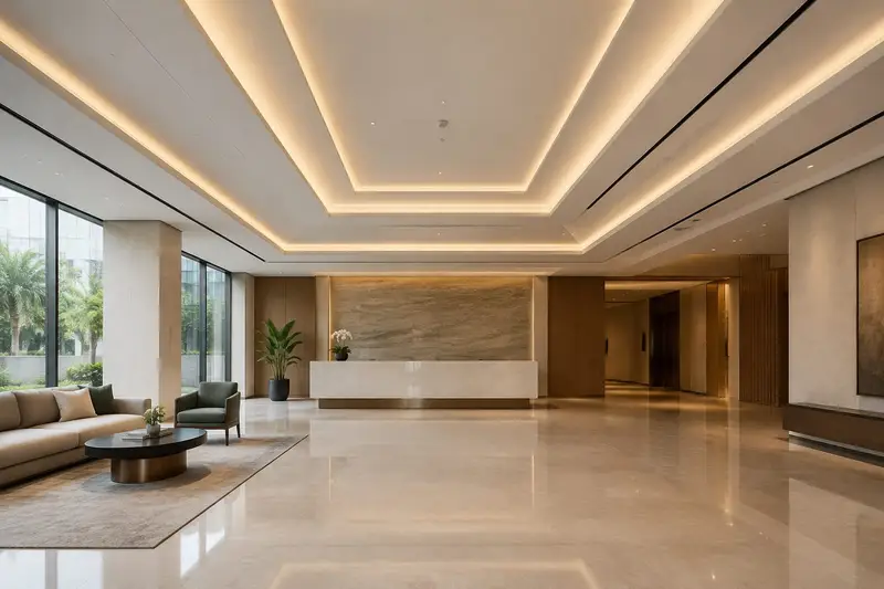 Cove-lit gypsum false ceiling
