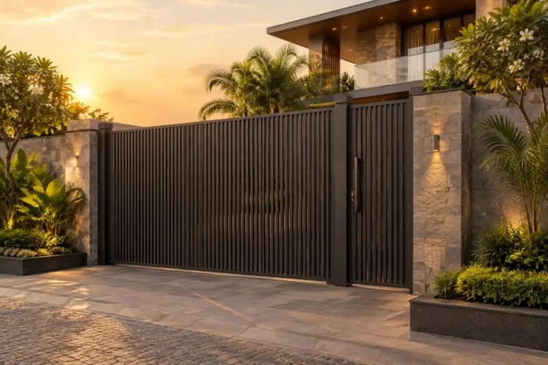 Powder-coated mild steel gate