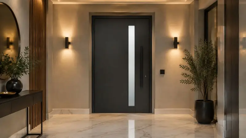 Dark PVC-laminated steel door