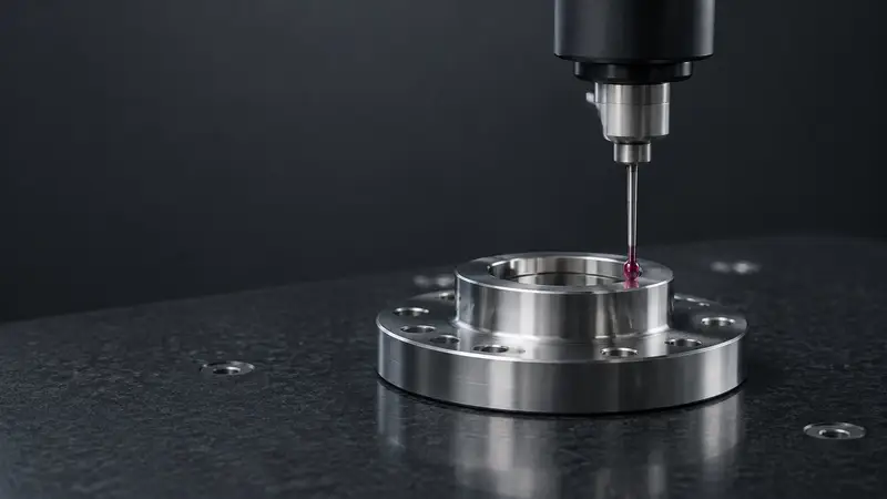Coordinate measuring machine probing a machined flange