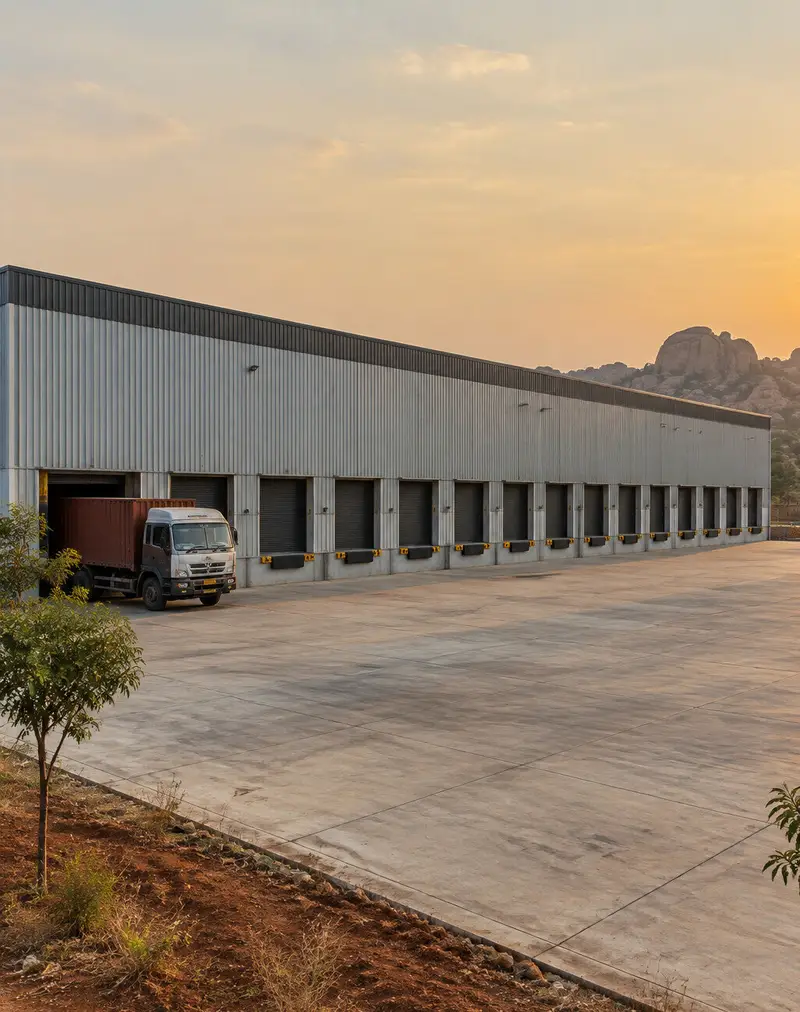 Logistics building with truck docks